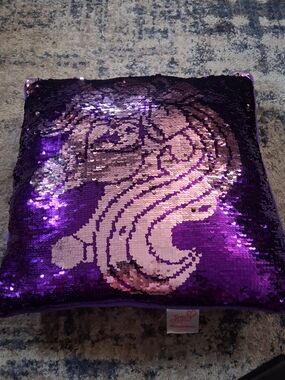 Nickelodeon Purple and Pink Sequin Mermaid Pillow